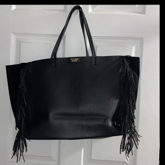 Victoria’s Secret faux leather black tote bag, shoulder bag, carrying travel bag - Picture 1 of 6